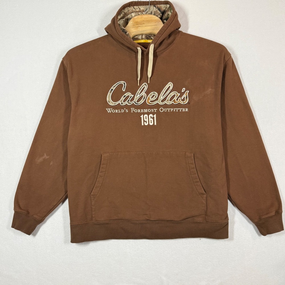 Cabela's Hoodie Mens 3XL Brown Camo Lined Hood‎ 1961 Pullover Sweatshirt